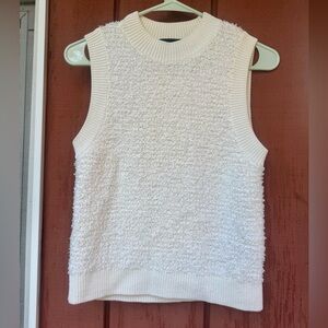 Club Monaco Cream Textured Sleeveless Crewneck Sweater